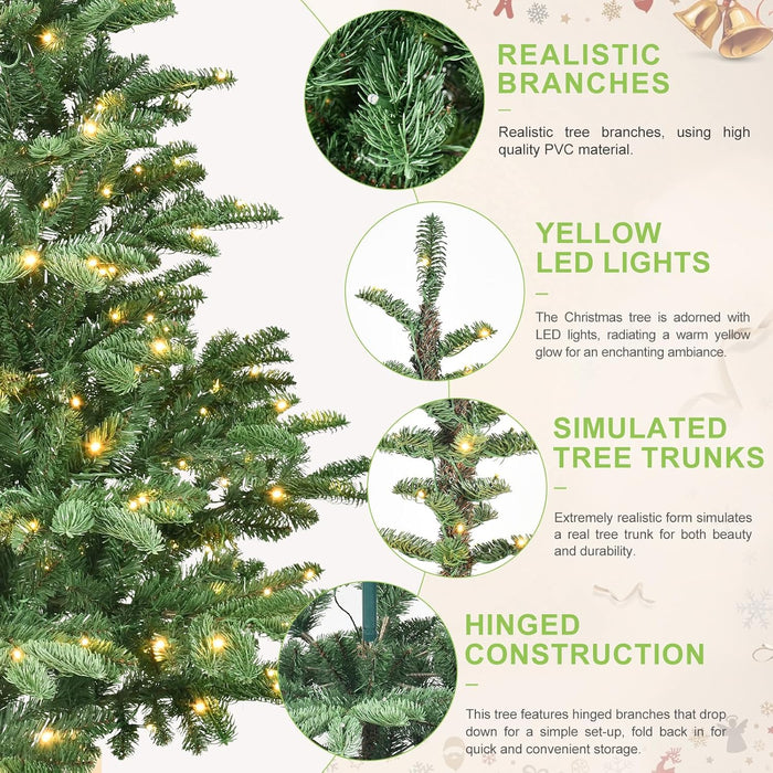5/6/7/8FT Prelit Artificial Premium Douglas Fir Christmas Tree with Warm White Lights