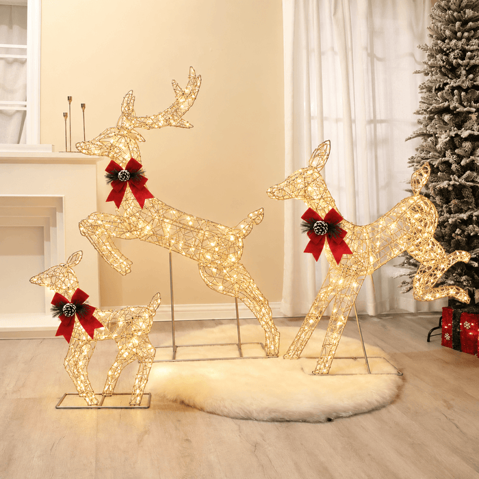 3D Pre-lit Christmas Reindeer Family Set with 200 Smart Programmable RGB LEDs App-controlled