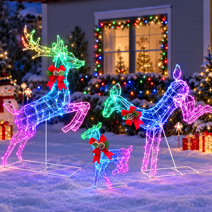 3D Pre-lit Christmas Reindeer Family Set with 200 Smart Programmable RGB LEDs App-controlled