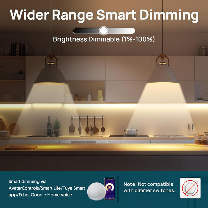 E26 A19 Smart Filament LED Bulb Edison Light Bulb 6W Works with Alexa/Google Home