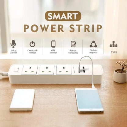 UK Smart WiFi Power Strip 3 AC 4 USB