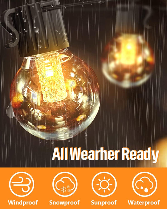Outdoor Lights with 4 Dimmer Levels - 31Ft(25+6) 25 LED Globe Ambience Patio String Lights