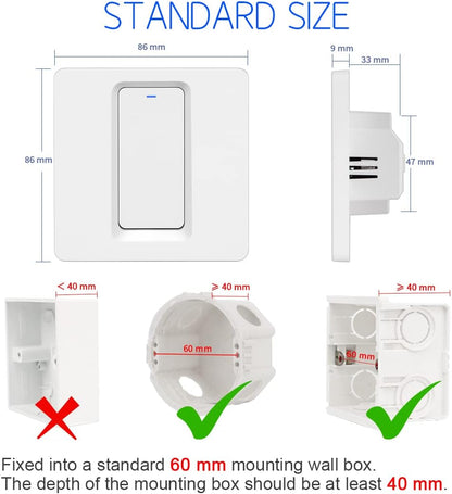 Smart Push Light Switch Neutral Wire Required (EU/UK Version)