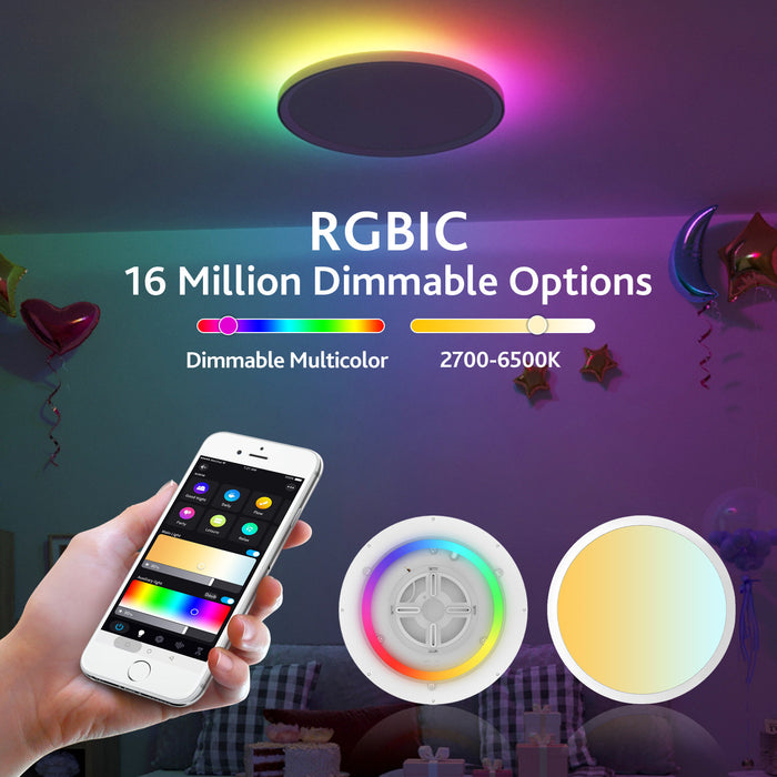 Dimmable RGB Smart Wi-Fi Ceiling Light - 30W 12inch