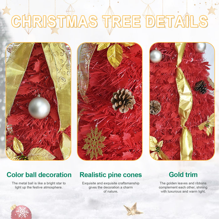 6-ft Prelit Collapsible Christmas Tree with Warm White Lights (Red)