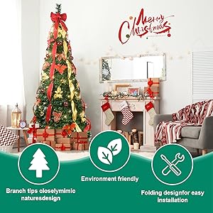 6-ft/7.5ft Prelit Collapsible Christmas Tree with Warm White Lights (Green)