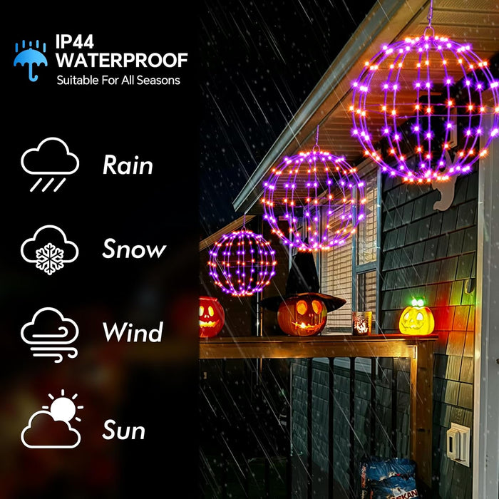 Smart LED Christmas Ball Lights, 12 Inch 108 LED Foldable Color Changing Sphere Lights with App & Remote Control, Waterproof Hanging Light Balls Outdoor for Holiday Patio Tree Decor
