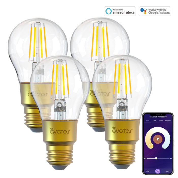 E26 A19 Smart Filament LED Bulb Edison Light Bulb 6W Works with Alexa/Google Home