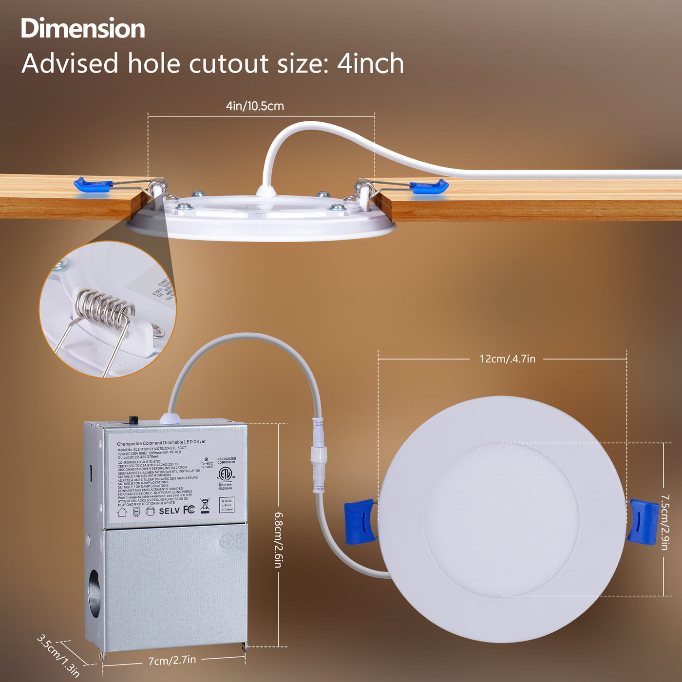 4.7 Inch LED Recessed Light Ultra-Thin Canless Wafer Light 6-Pack ...