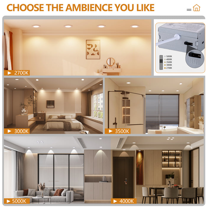 4.7 Inch LED Recessed Light Ultra-Thin Canless Wafer Light 6-Pack