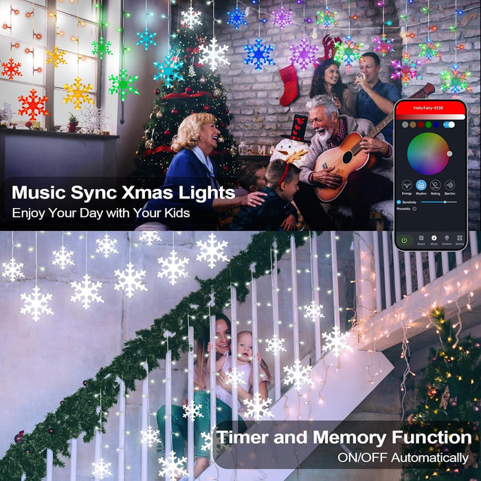 Smart Christmas Snowflake Icicle Lights