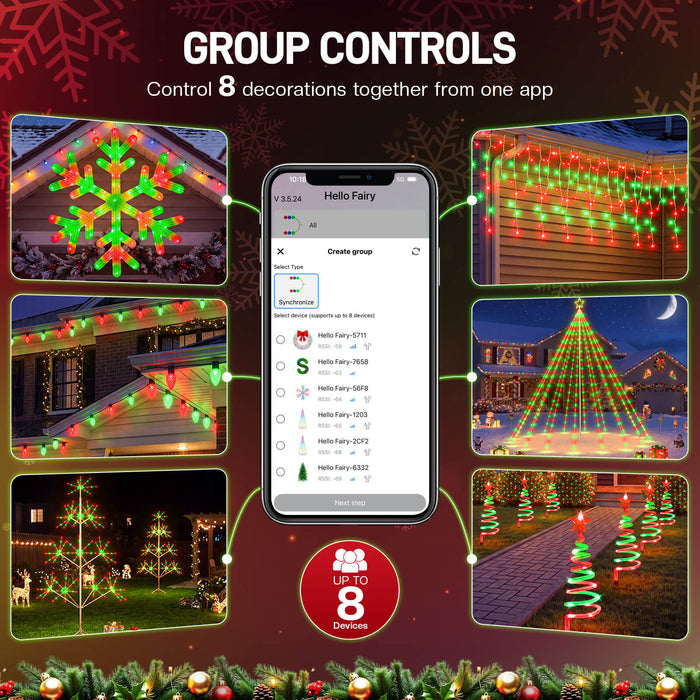 43" 2.5D Huge Snowflake Decoration with Smart Programmable RGB Multicolor Changing Lights App-controlled
