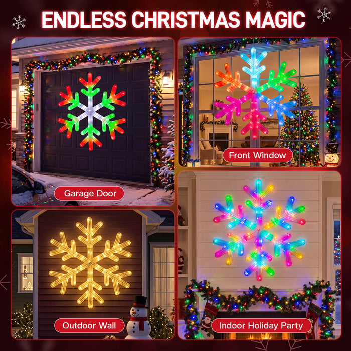 43" 2.5D Huge Snowflake Decoration with Smart Programmable RGB Multicolor Changing Lights App-controlled