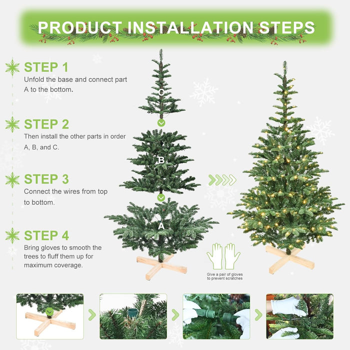 5/6/7/8FT Prelit Artificial Premium Douglas Fir Christmas Tree with Warm White Lights