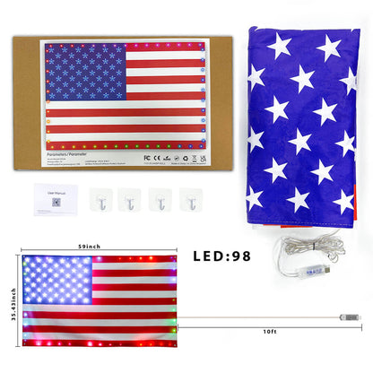 American Flag 3x5 FT with Smart String Lights