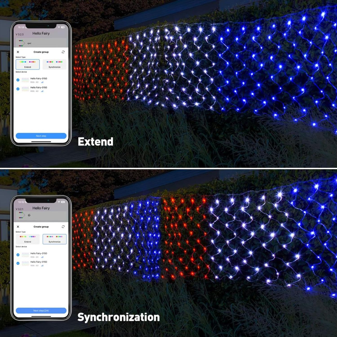 Dynamic Net Lights Christmas Outdoor Decoration with Programmable RGB ...