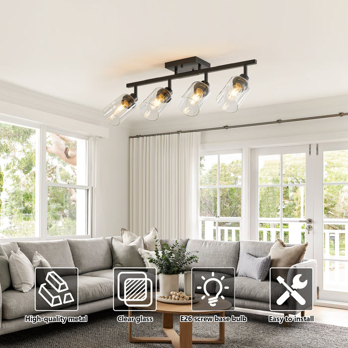 3/4/5/6 Modern Track Light Fixtures Ceiling Vanity Lights Rotatable Heads & Clear Glass Shade