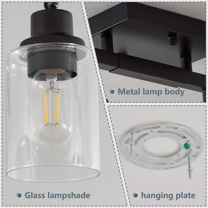 3/4/5/6 Modern Track Light Fixtures Ceiling Vanity Lights Rotatable Heads & Clear Glass Shade
