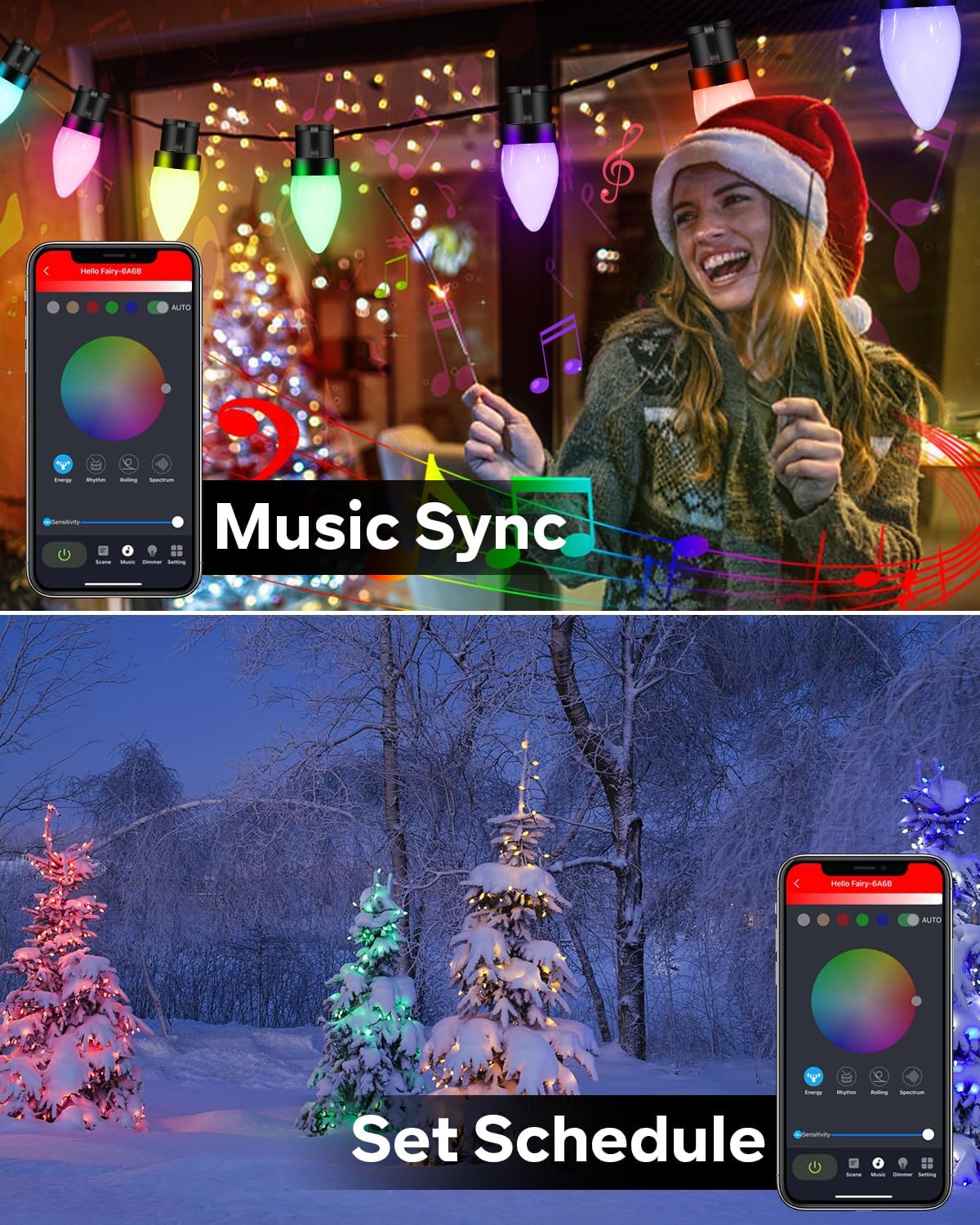 Color Chase Bluetooth APP Controlled C9 LED String Lights