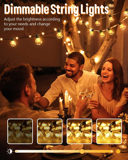 Outdoor Lights with 4 Dimmer Levels - 31Ft(25+6) 25 LED Globe Ambience Patio String Lights