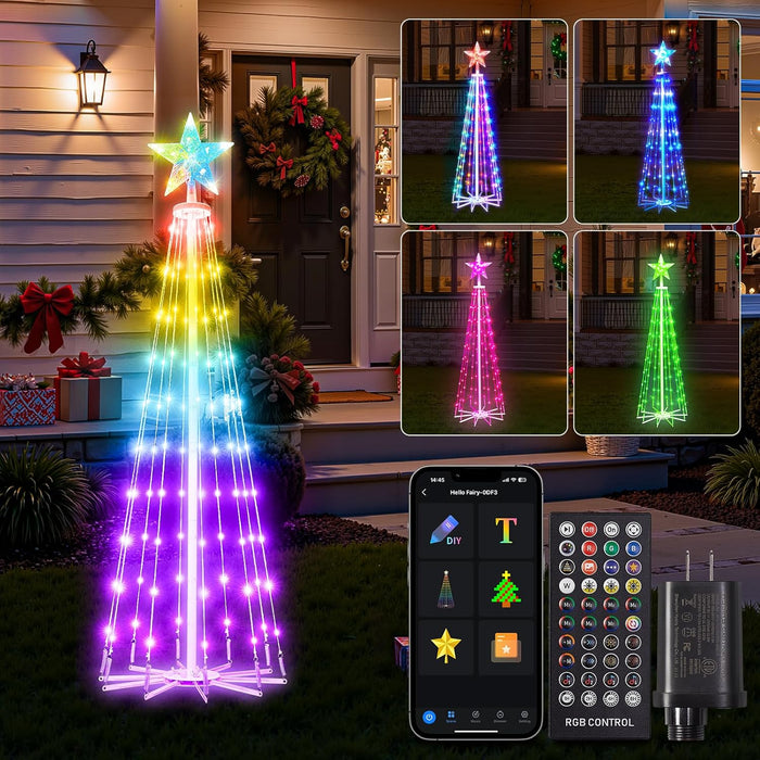 4ft 110 LEDs Outdoor Christmas Cone Tree Lights Music Sync with APP Control