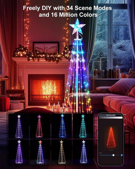 4ft 110 LEDs Outdoor Christmas Cone Tree Lights Music Sync with APP Control