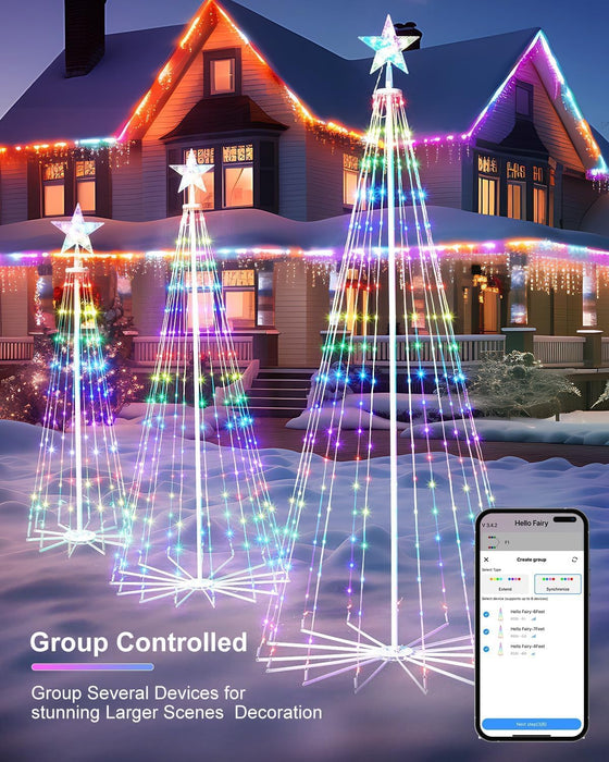4ft 110 LEDs Outdoor Christmas Cone Tree Lights Music Sync with APP Control