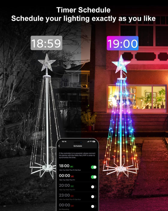 4ft 110 LEDs Outdoor Christmas Cone Tree Lights Music Sync with APP Control