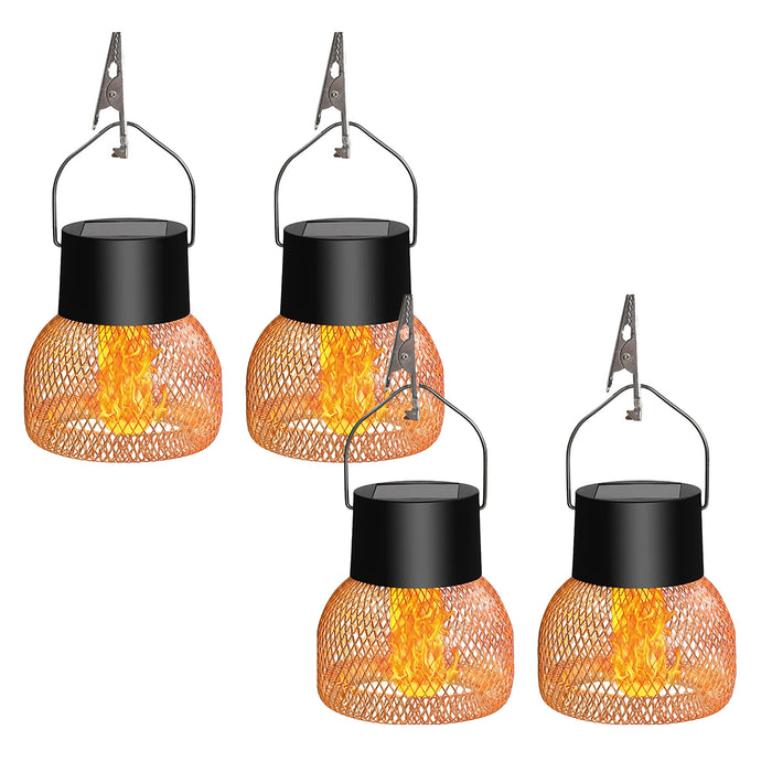 Metal Waterproof Flickering Flame Hanging Solar Lanterns