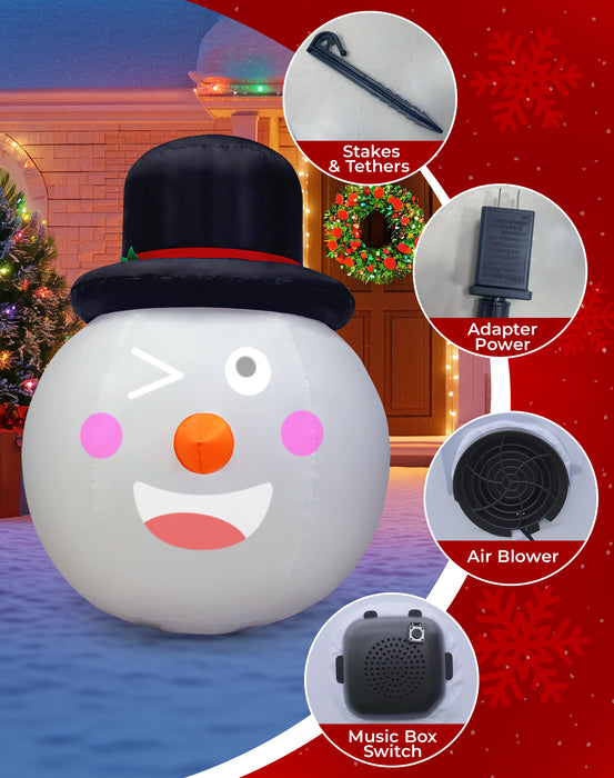 5-ft Christmas Inflatable Snowman Projector Emoji and Built-in Musical