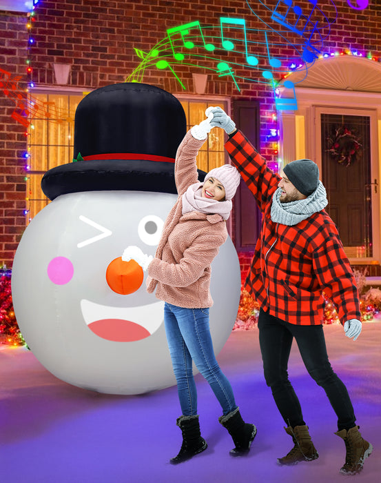 5-ft Christmas Inflatable Snowman Projector Emoji and Built-in Musical
