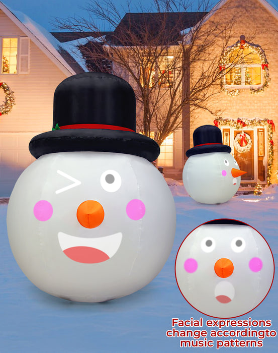 5-ft Christmas Inflatable Snowman Projector Emoji and Built-in Musical