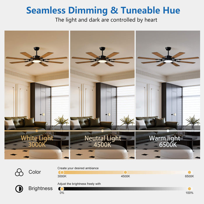 52/62/72 Inch Ceiling Fans with Lights and Remote Control