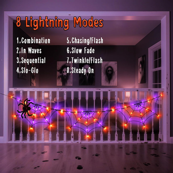 Halloween Decorations Spider Web Lights 6FT 60LED