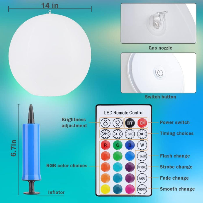 14" Solar Floating Pool Inflatable Lights