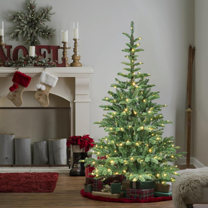 5/6/7/8FT Prelit Artificial Premium Douglas Fir Christmas Tree with Warm White Lights