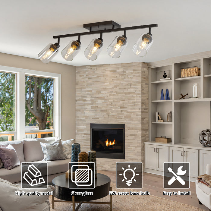 3/4/5/6 Modern Track Light Fixtures Ceiling Vanity Lights Rotatable Heads & Clear Glass Shade