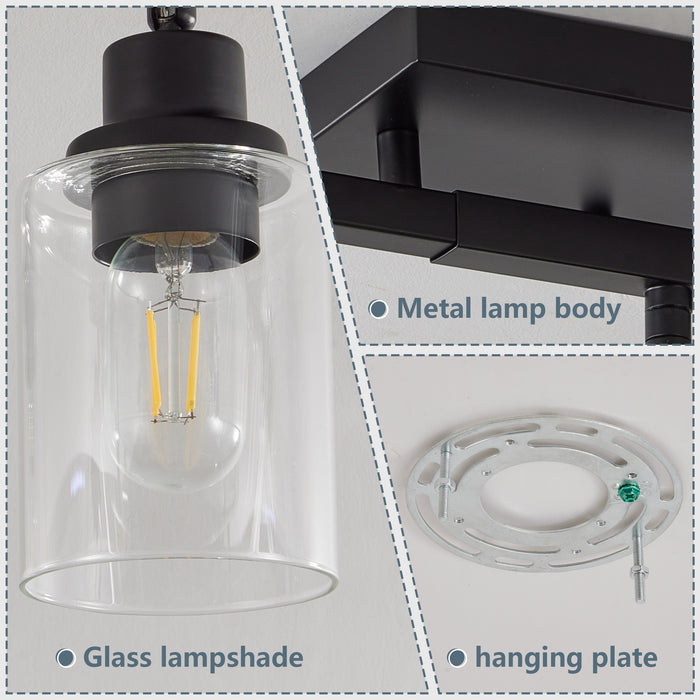 3/4/5/6 Modern Track Light Fixtures Ceiling Vanity Lights Rotatable Heads & Clear Glass Shade