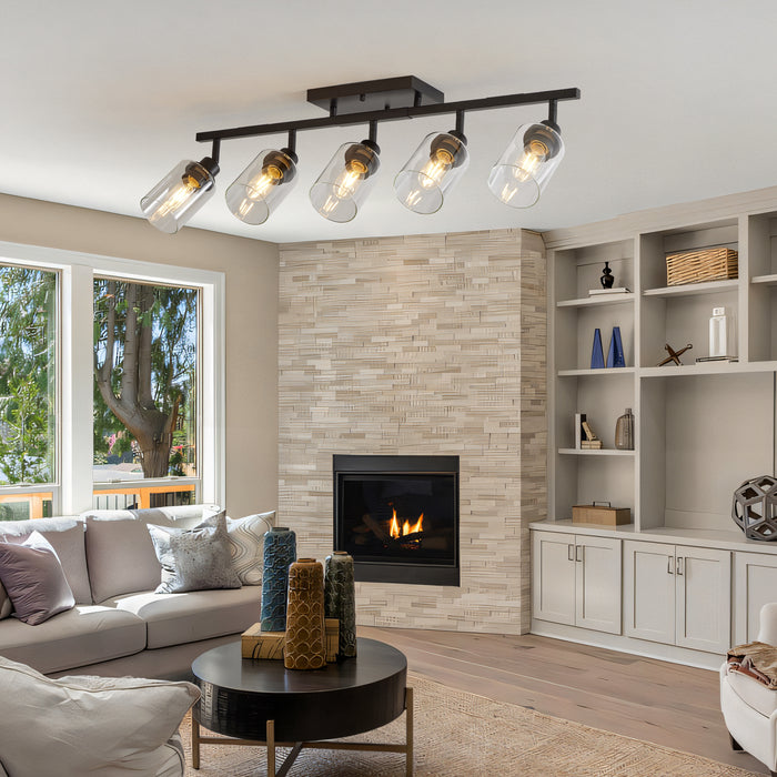 3/4/5/6 Modern Track Light Fixtures Ceiling Vanity Lights Rotatable Heads & Clear Glass Shade