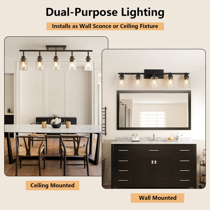 3/4/5/6 Modern Track Light Fixtures Ceiling Vanity Lights Rotatable Heads & Clear Glass Shade