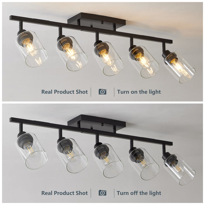 3/4/5/6 Modern Track Light Fixtures Ceiling Vanity Lights Rotatable Heads & Clear Glass Shade