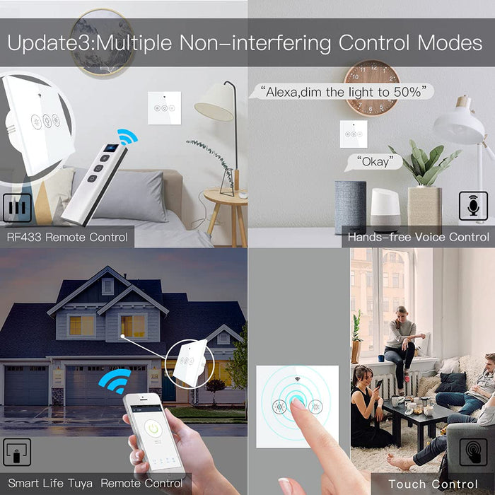 Smart Dimmer Switch with RF Remote Neutral Wire Required (1 Gang EU/UK Version)