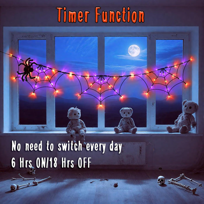 Halloween Decorations Spider Web Lights 6FT 60LED