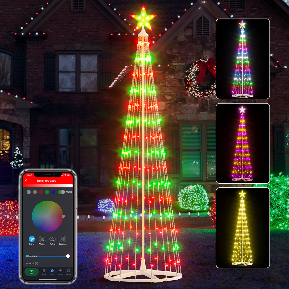 6-ft/8-ft/9-ft Smart LED Christmas Cone Tree Lights — AvatarControls