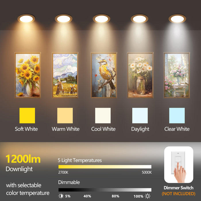 6.7 Inch LED Recessed Light Ultra-Thin Canless Wafer Light 6-Pack