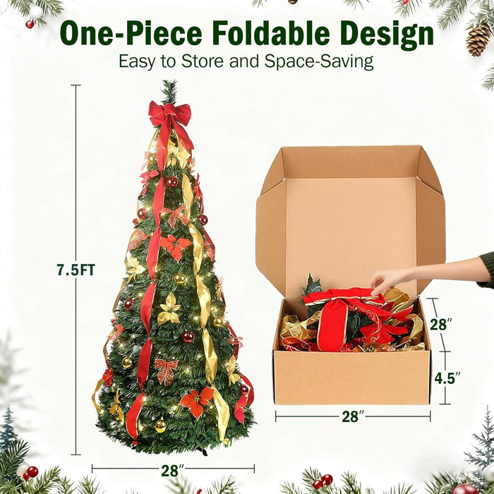 6-ft/7.5ft Prelit Collapsible Christmas Tree with Warm White Lights (Green)