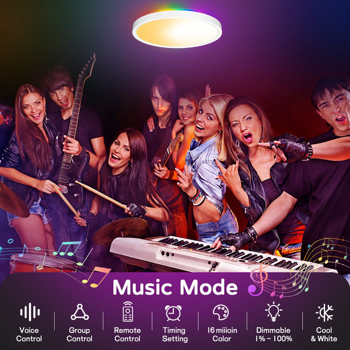 Dimmable RGB Smart Wi-Fi Ceiling Light - 30W 12inch