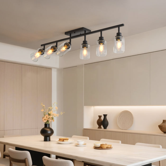 3/4/5/6 Modern Track Light Fixtures Ceiling Vanity Lights Rotatable Heads & Clear Glass Shade