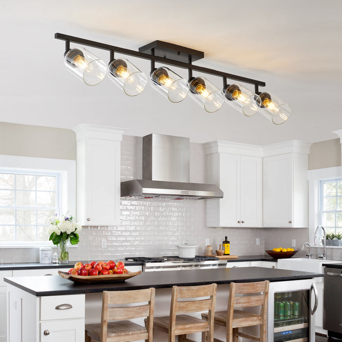 3/4/5/6 Modern Track Light Fixtures Ceiling Vanity Lights Rotatable Heads & Clear Glass Shade