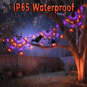 Halloween Decorations Spider Web Lights 6FT 60LED